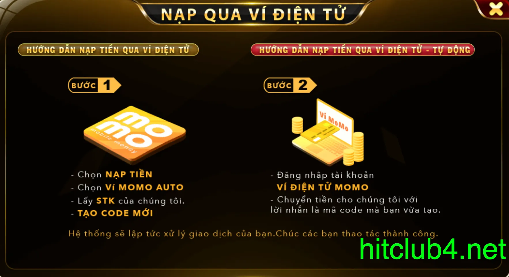 Hiện nay nạp tiền Hit Club bằng ví điện tử rất thông dụng