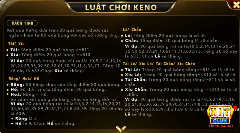 Luật chơi keno rất dễ nắm bắt